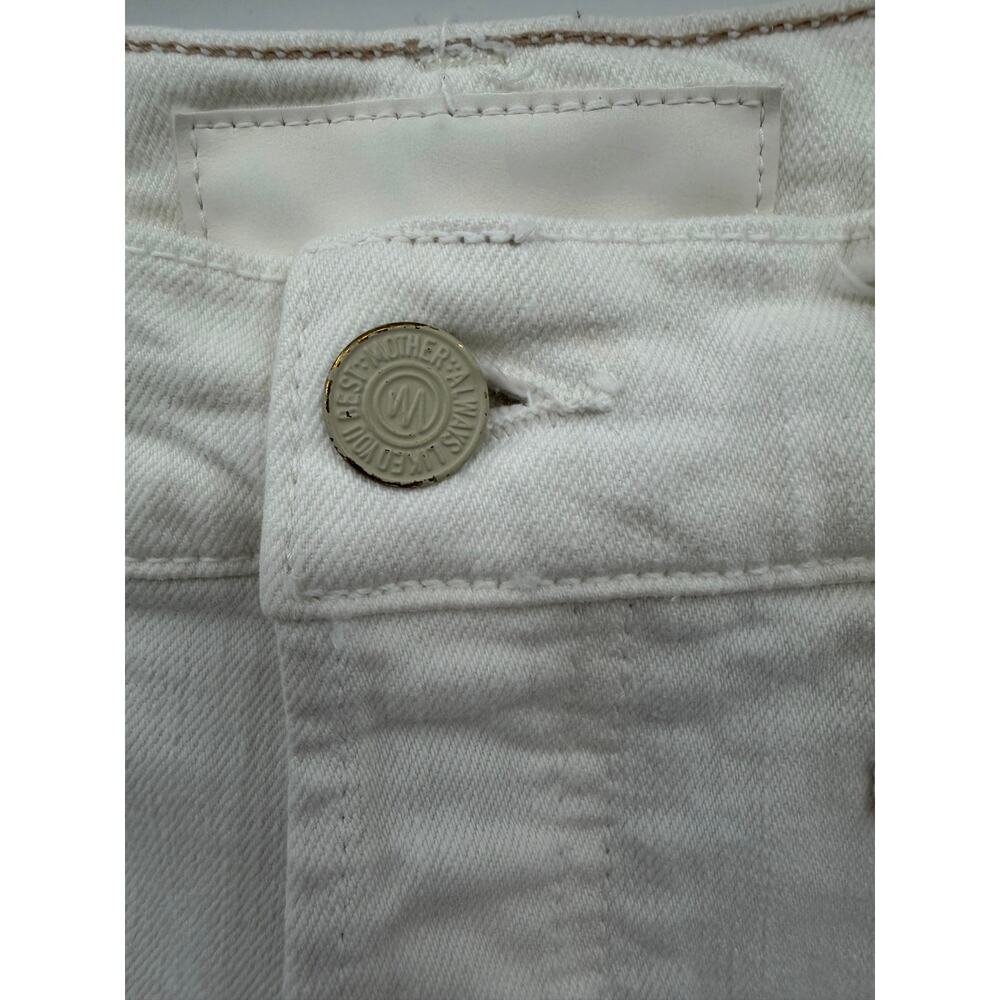Mother Cream Tomcat Kick Fray Embroidered Star Denim Shorts High Rise Size 27 - Picture 4 of 15